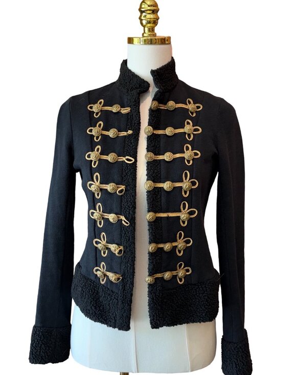 Denim & Supply Ralph Lauren Jackets & Blazers - RALPH LAUREN Denim & Supply Military Knit Blazer Dark Navy Gold Crest Buttons S
